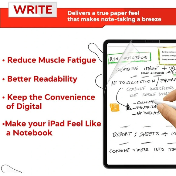 ZOEGAA‎ 2-pack iPad Pro 12.9 Paper Screen Protector Matte Film PET Film NWT - Picture 3 of 8